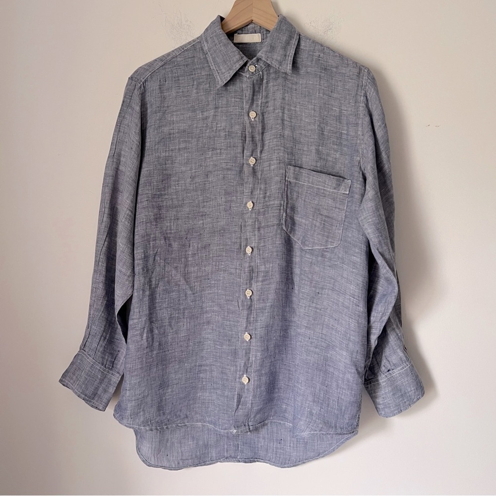 CP Shades Men's 100% Linen Slub Chambray Button Up Casual Coastal Shirt Summer